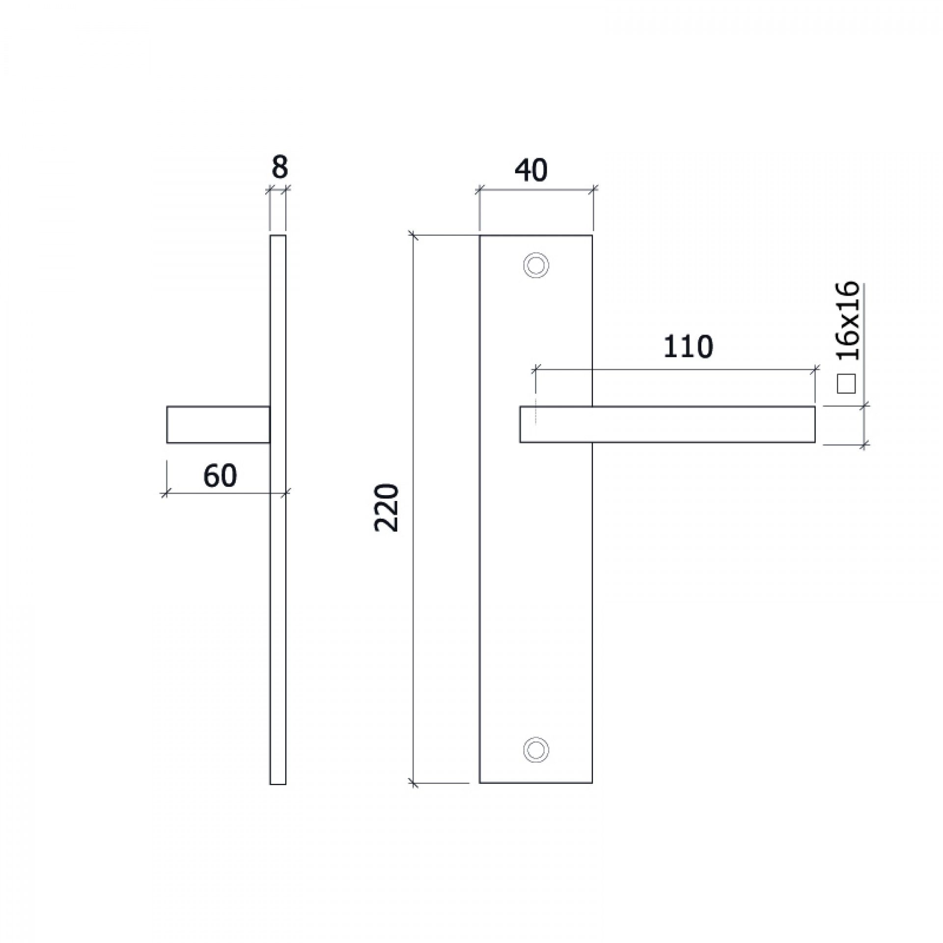 Puxador Porta 8074 Quadrado Inox