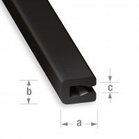 Perfil U PVC Preto Ribete 7x4x2mm-1m Perfil U PVC Preto Ribete 7x4x2mm-1m