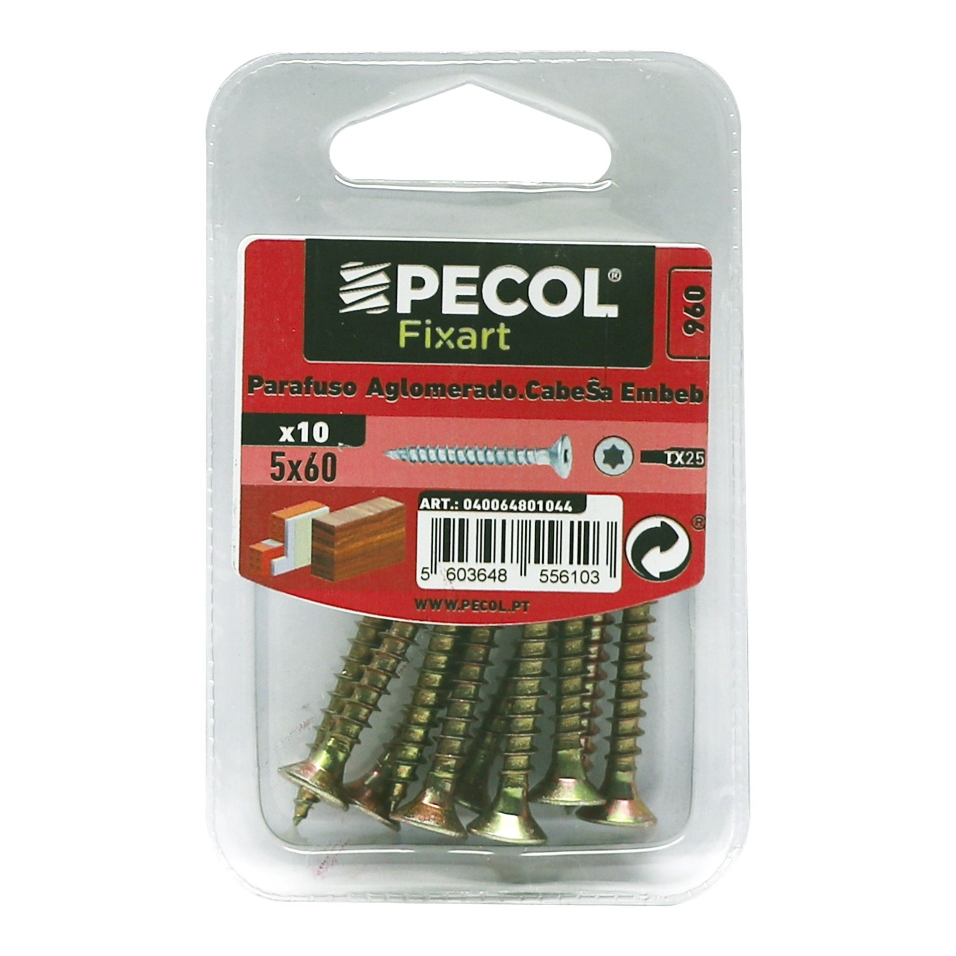 Parafuso Aglomerado Cabeça Embeber Torx 5x60