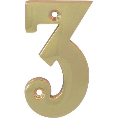 Algarismo 3 Latão Polido 65mm Algarismo 3 Latão Polido 65mm