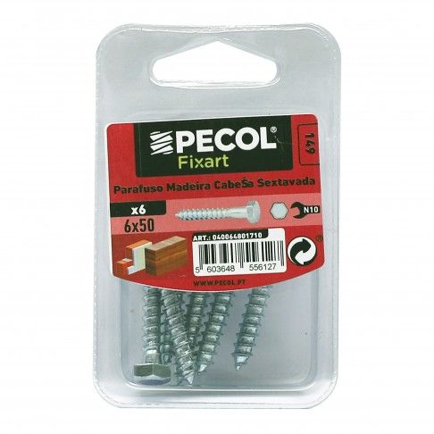 Parafuso Madeira Cabeça Sextavada 6x50 Parafuso Madeira Cabeça Sextavada 6x50