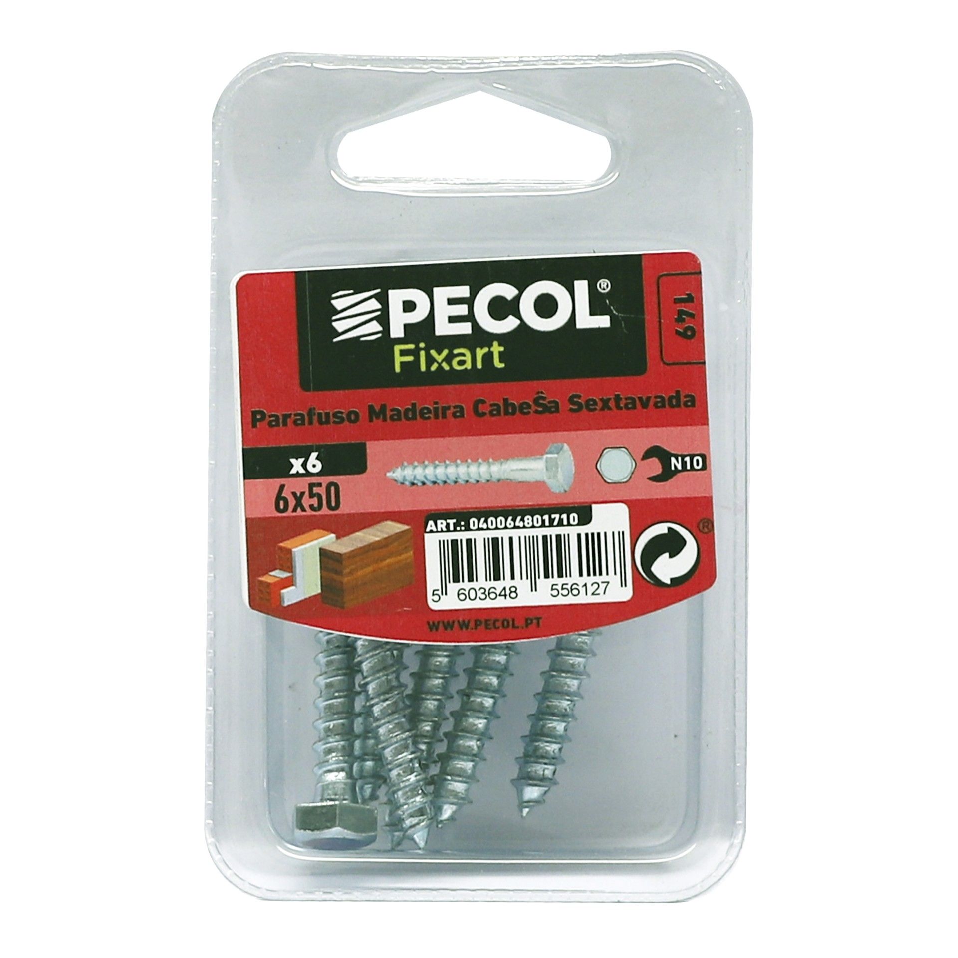 Parafuso Madeira Cabeça Sextavada 6x50