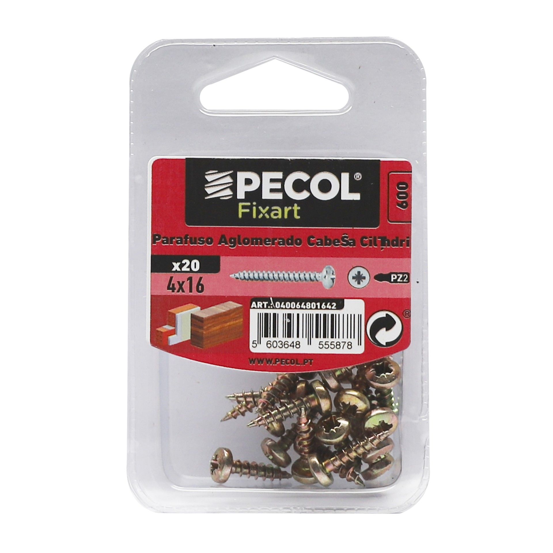 Parafuso Aglomerado Cabeça Embeber Pz 4x16