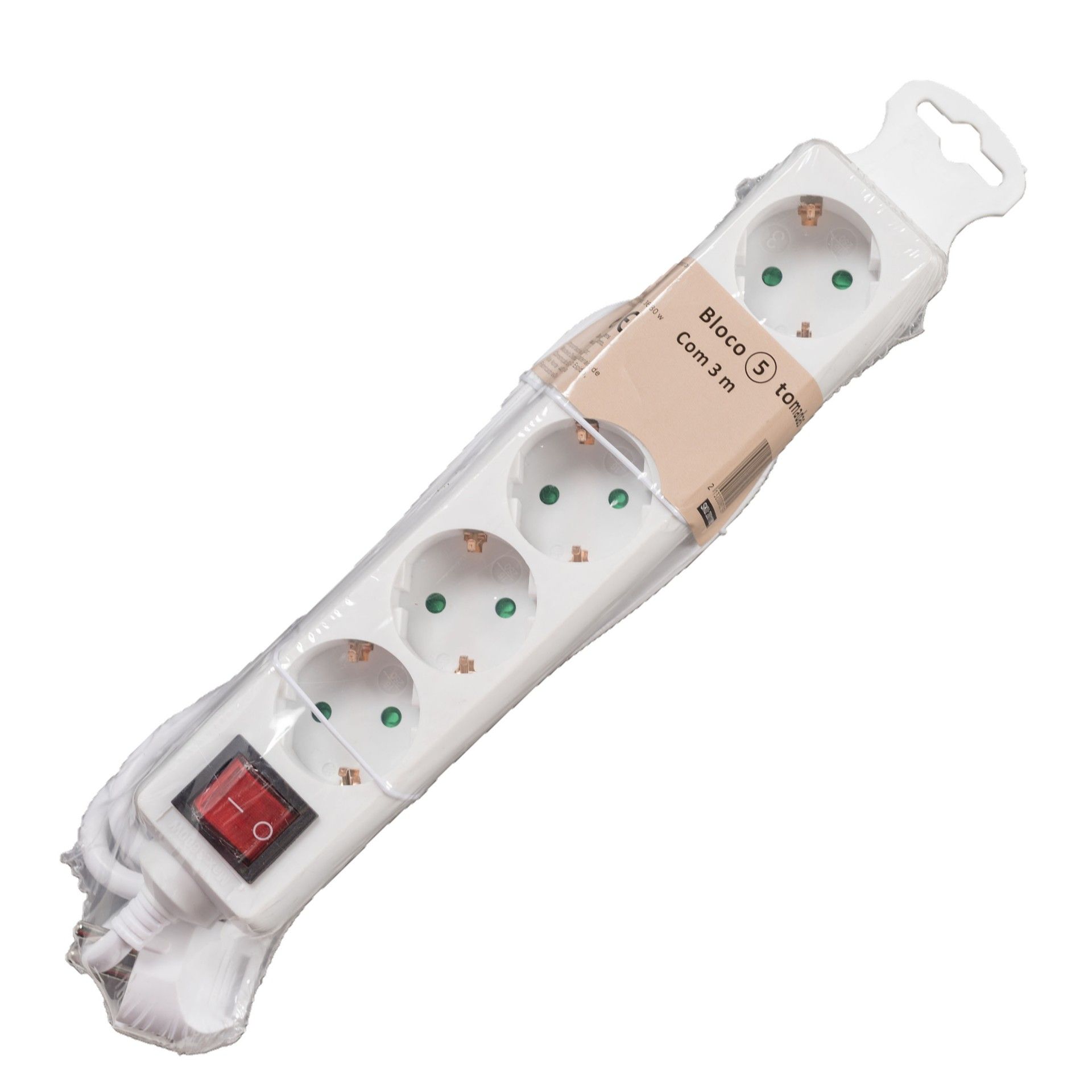 Bloco 5 Tomadas Com Interruptor e Cabo 3mx1.5mm