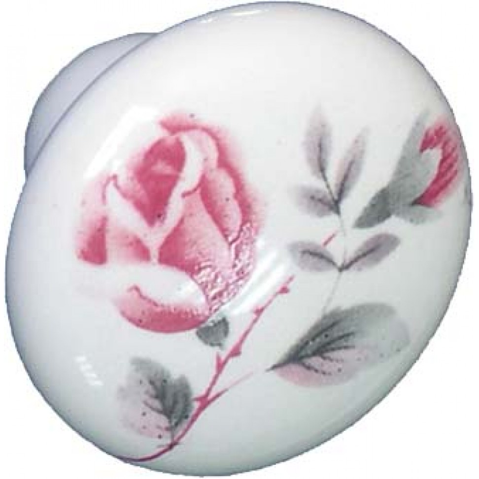 Puxador M�vel Flores Rosa Porcel�nico D32mm