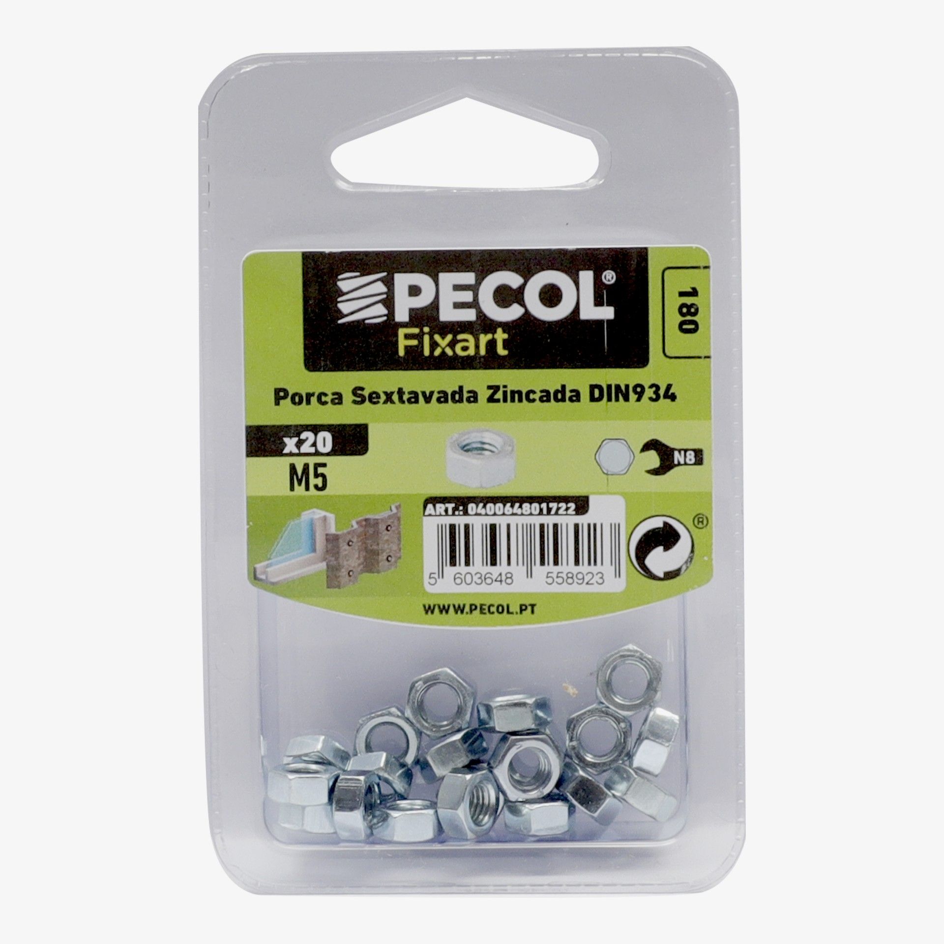 Porca Sextavada Aço Zincado M5