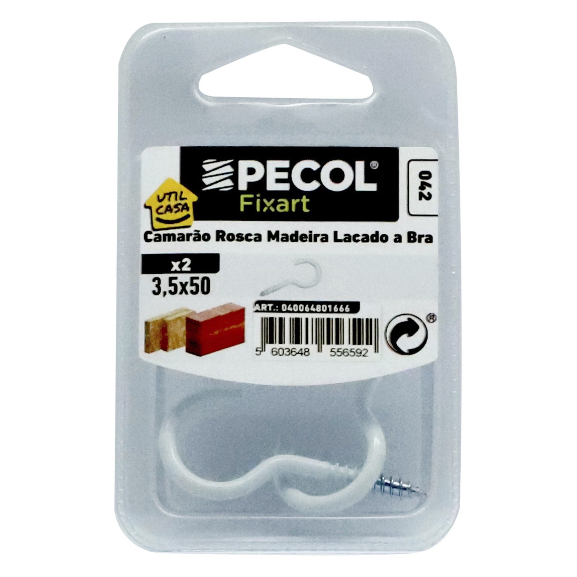 Camarão Roscado Lacado a Branco 3,5x50