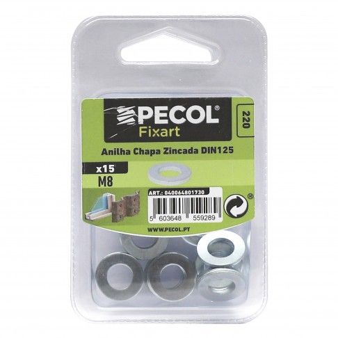 Anilha Chapa Zincada DIN125 M8 Anilha Chapa Zincada DIN125 M8