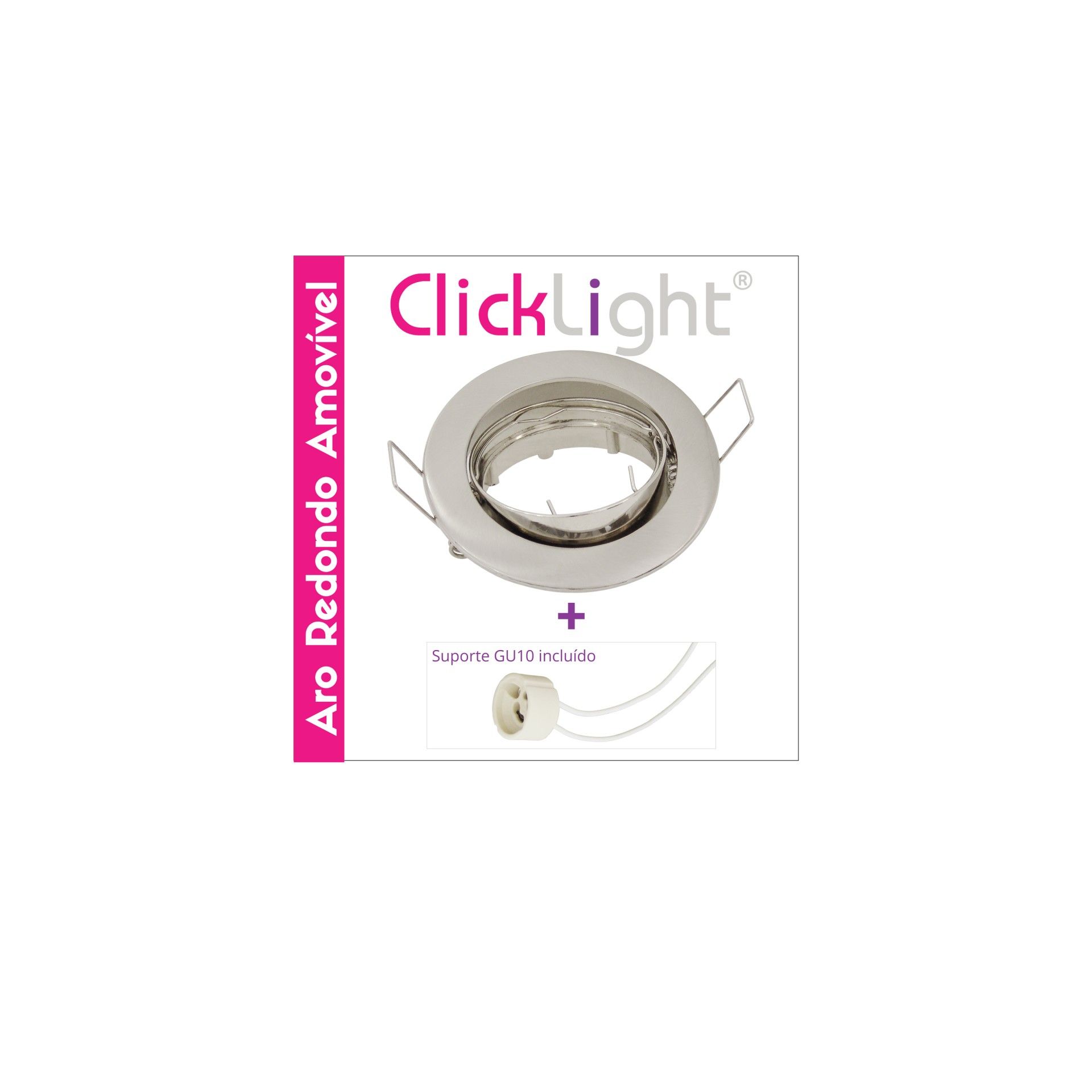 Aro Redondo Móvel C/Casquilho Gu10 Niquel