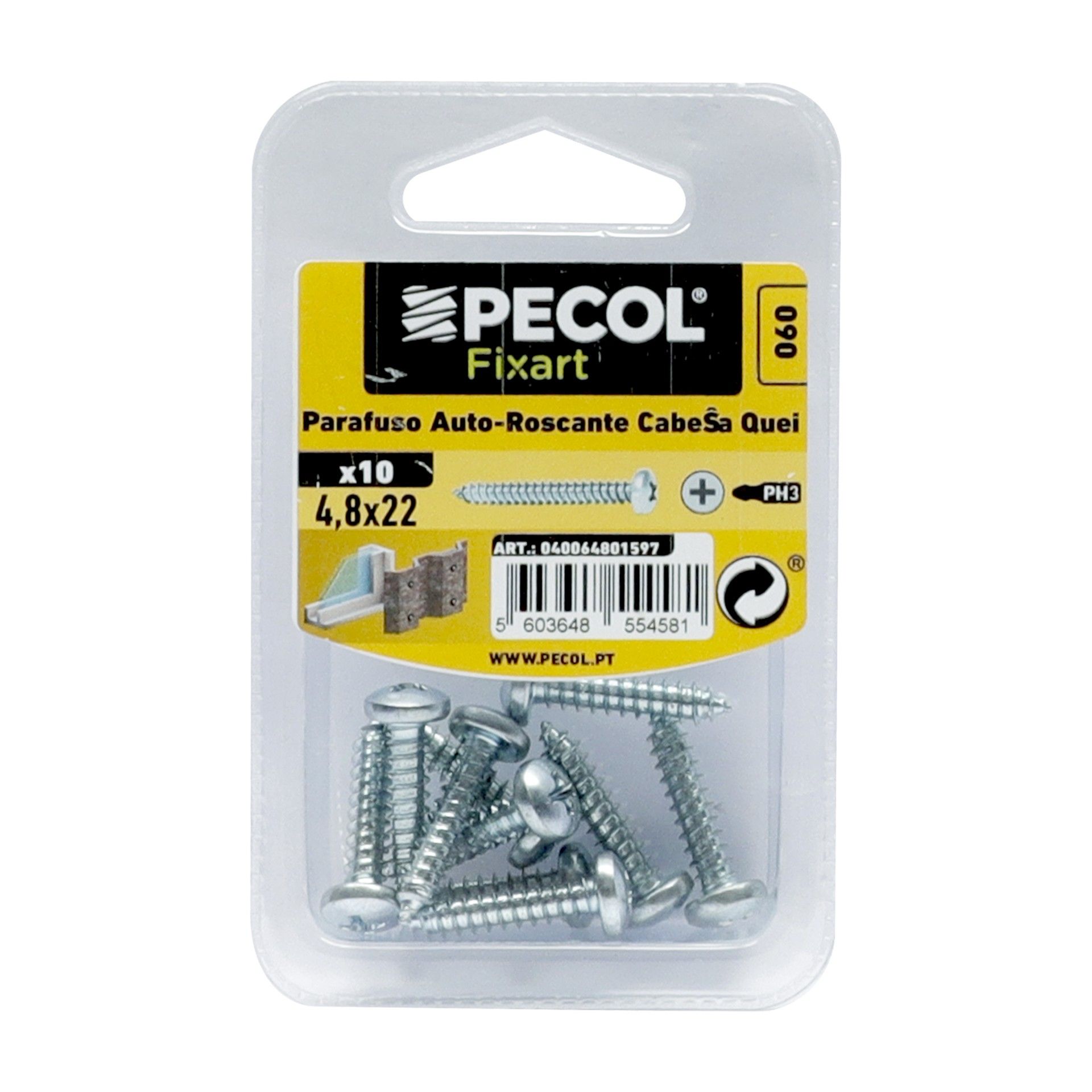 Parafuso Auto Roscante Cabeça Queijo 4,8x22