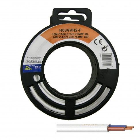 Cabo Ho3 Vvh2-F 2x0.75mm² Branco 10m Cabo Ho3 Vvh2-F 2x0.75mm² Branco 10m