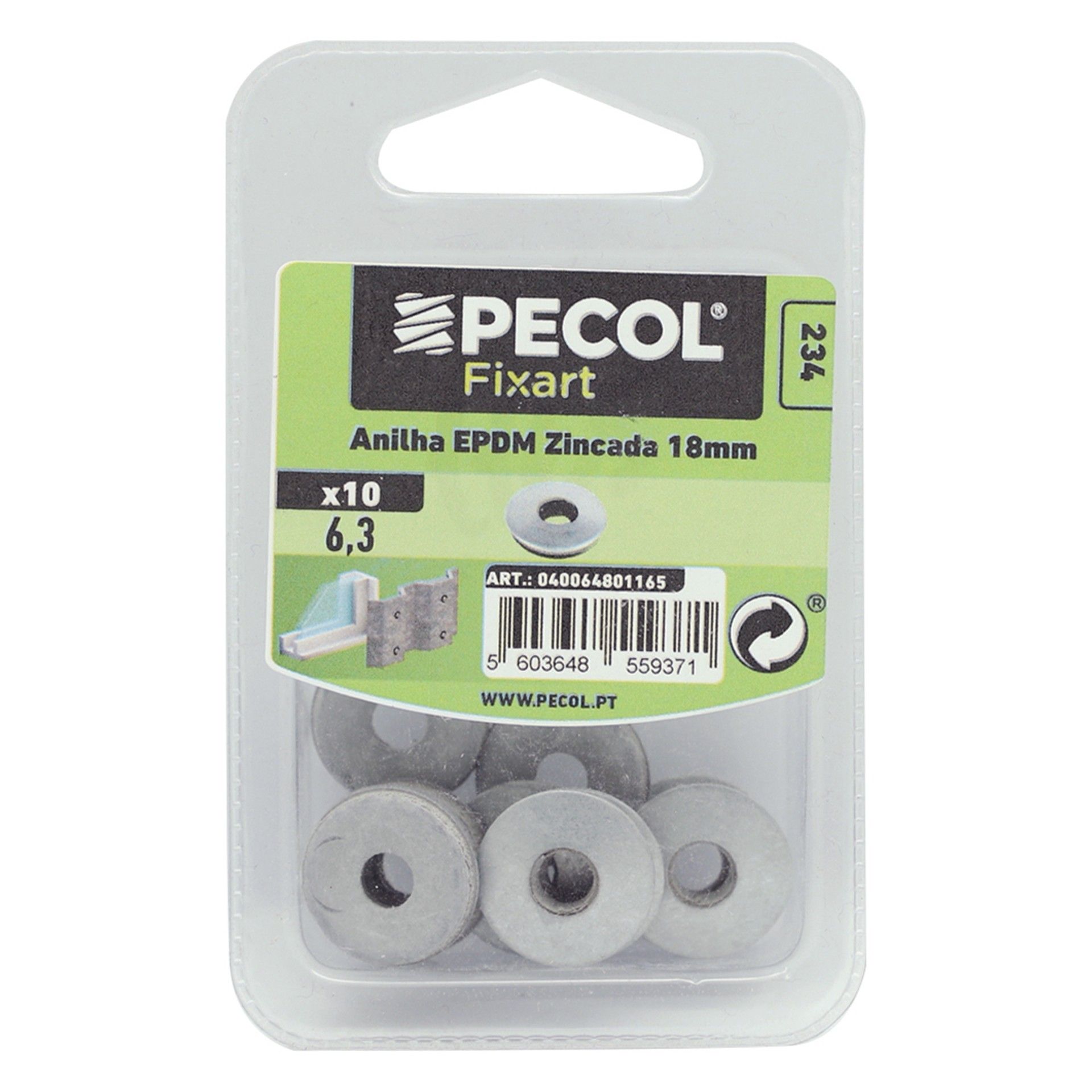 Anilha Neoprene Zincada 6,3x18mm