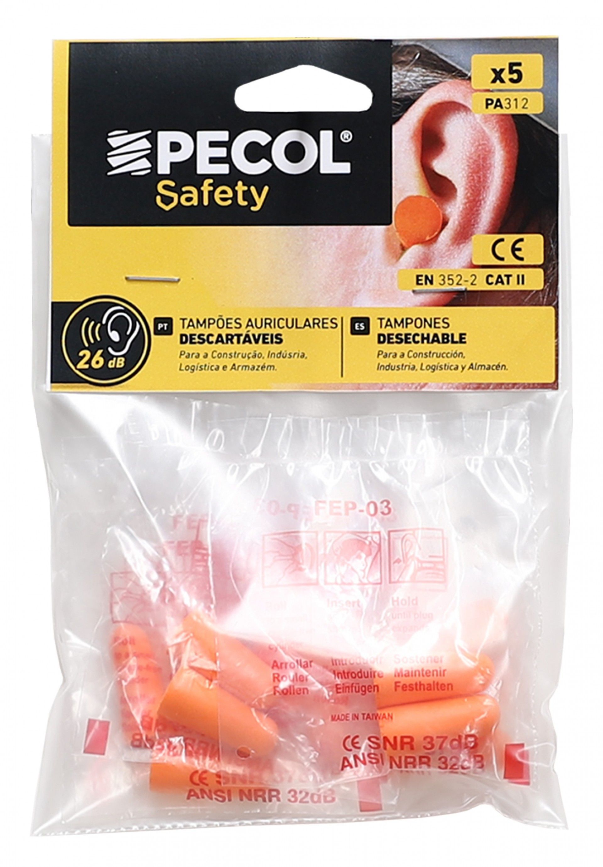 Tampões Auricular C/ Fio 5 unidades