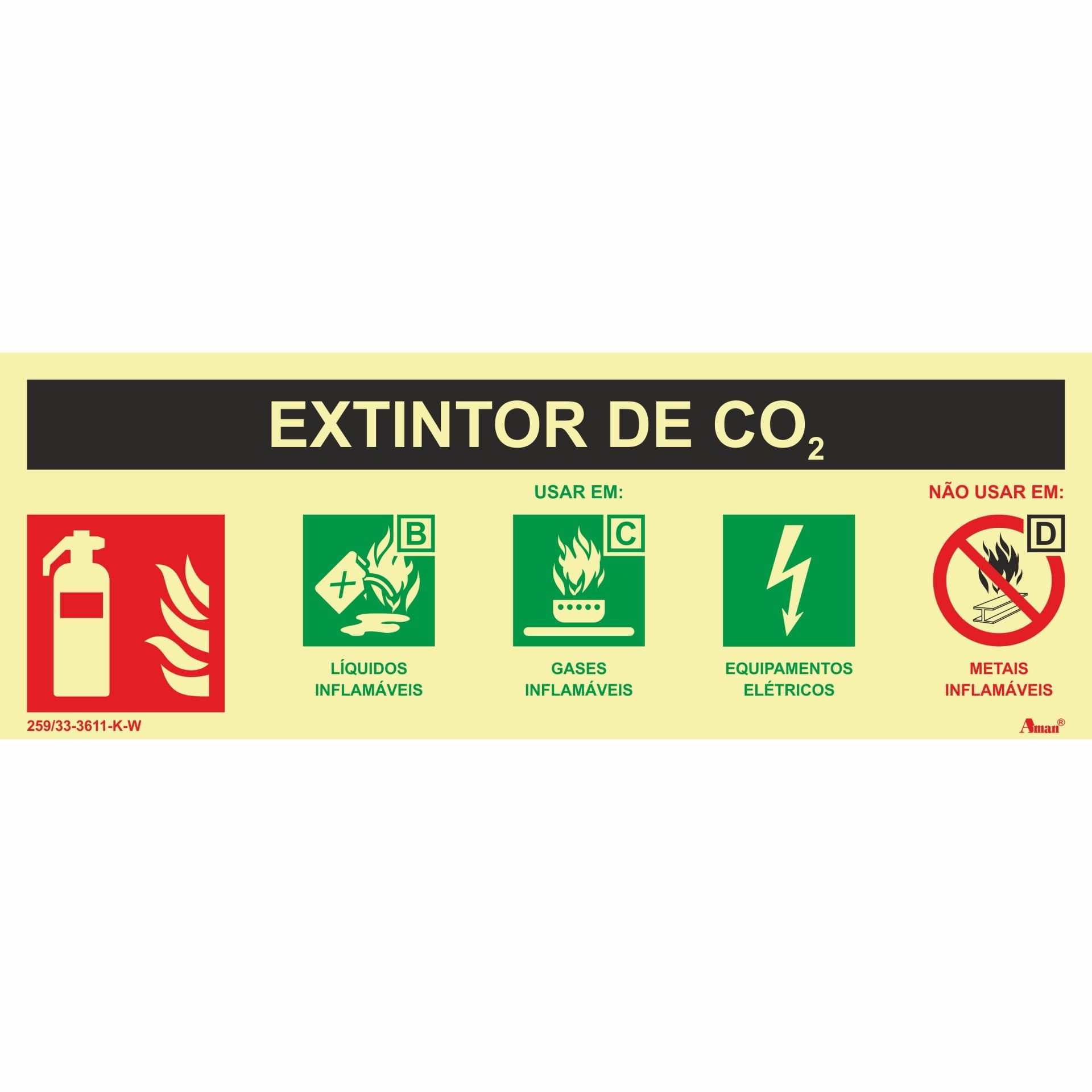 Sinalética Fotoluminescente Extintor CO2