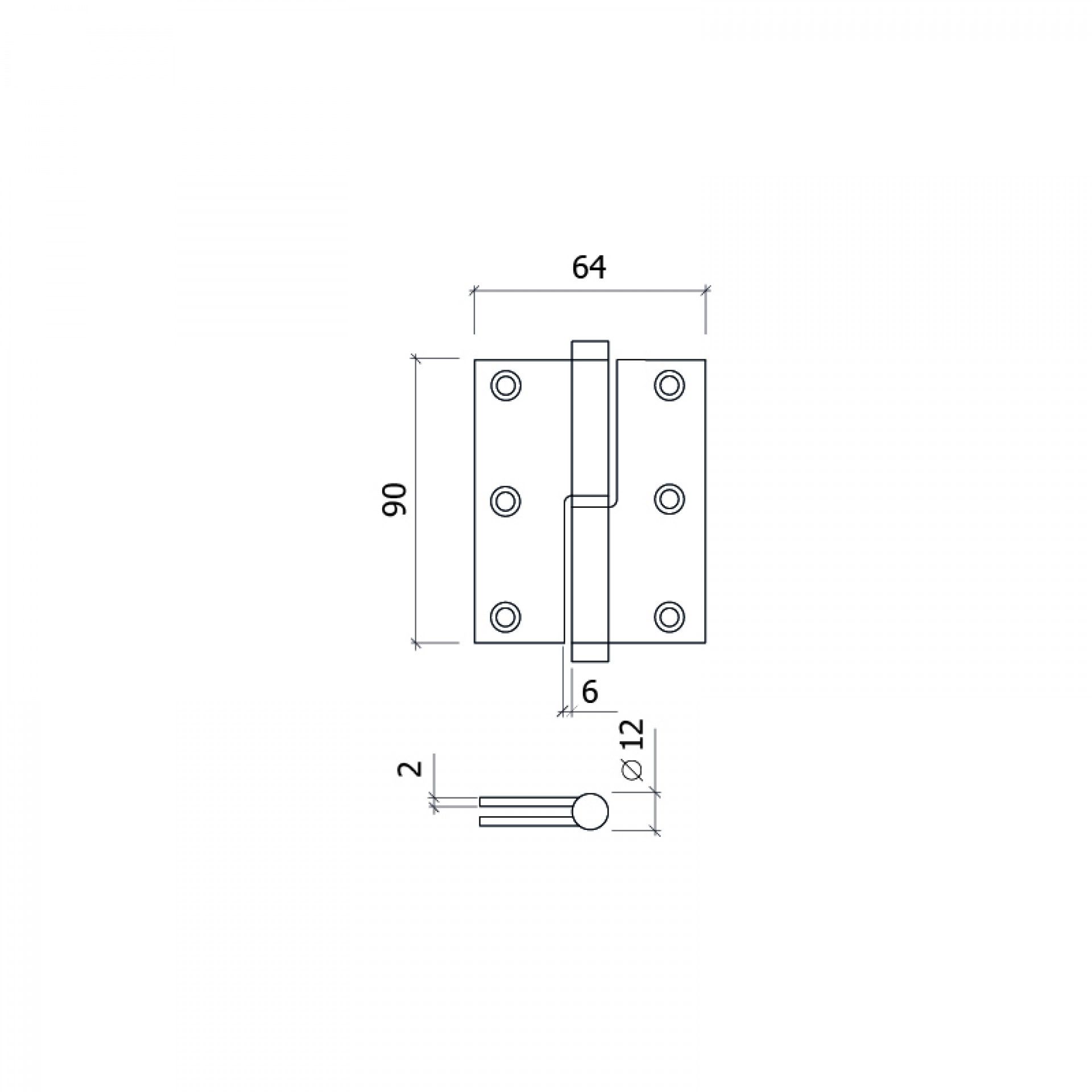 Dobradiça Bal. Esquerda 3,5 Inox 3 unidades