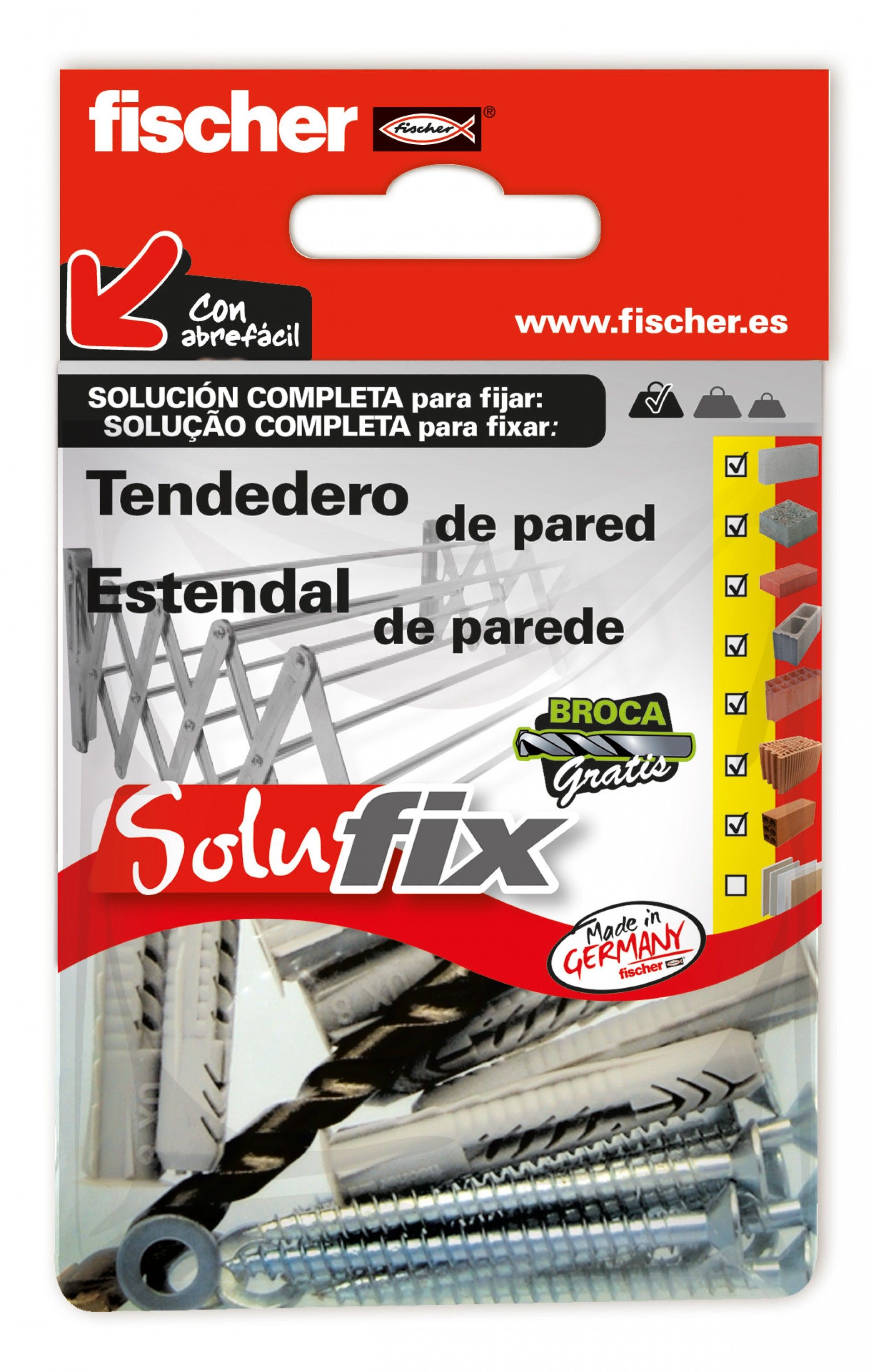 Kit Fixação Estendais Parede SOLUFIX