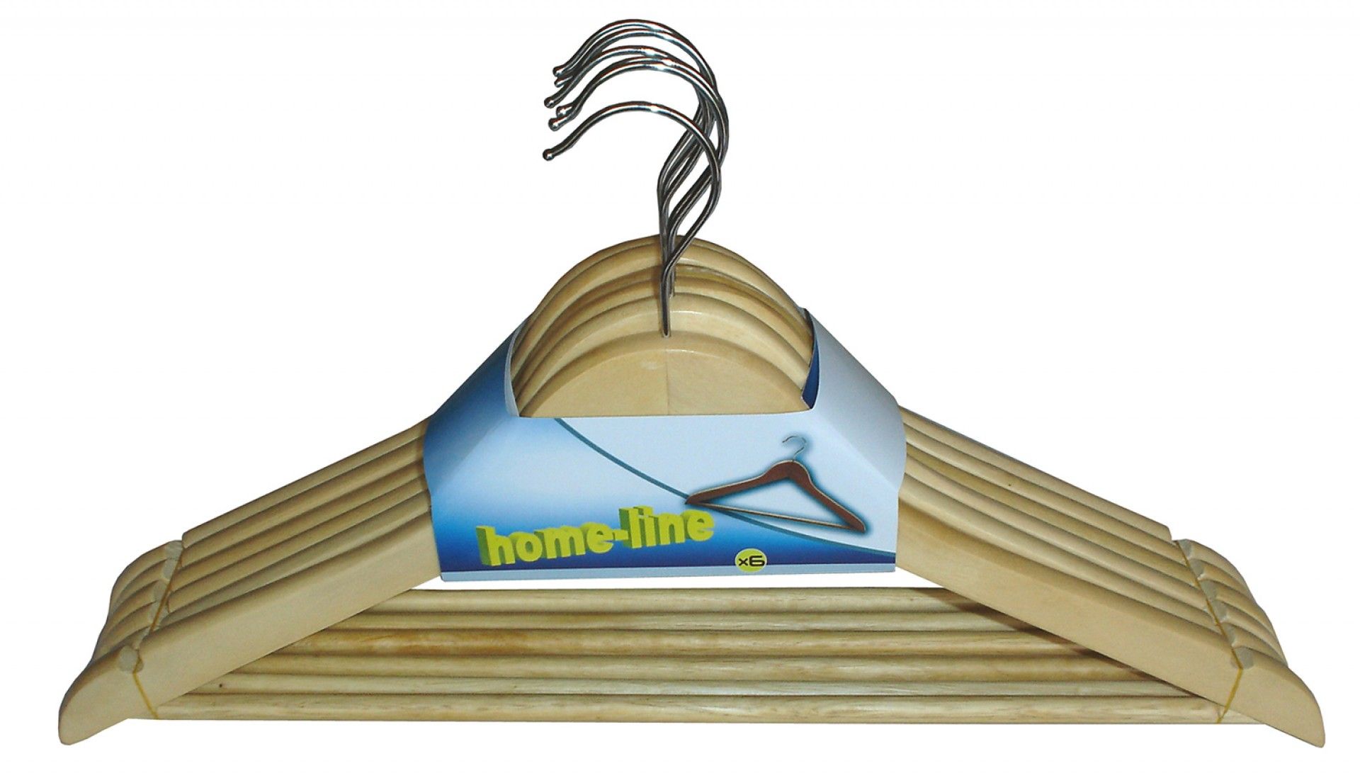 Conjunto de 6 Cabides Madeira Natural