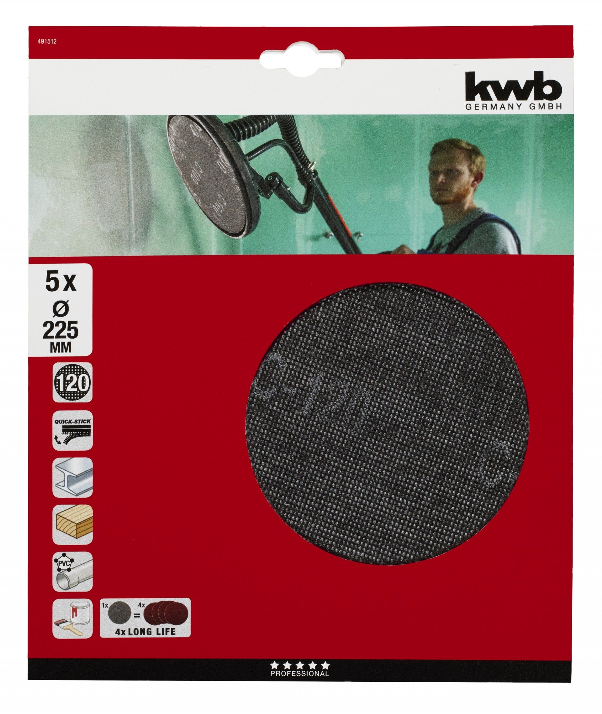 Disco Abrasivo p/ Lixadora TC-DW 225 GR120 5 unidades