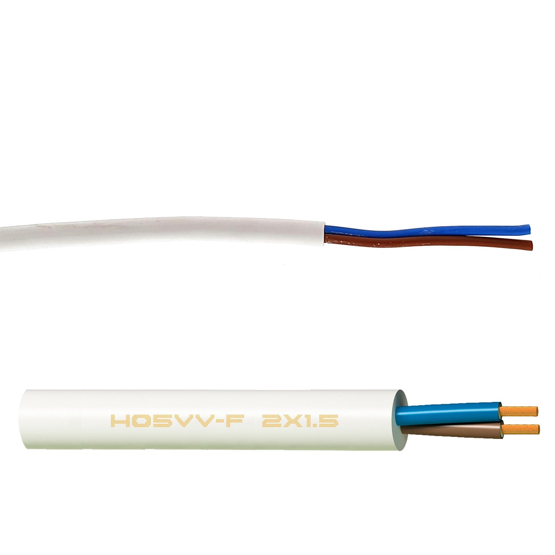 Cabo Ho5 Vv-F 2x1.5mm² Branco 1m