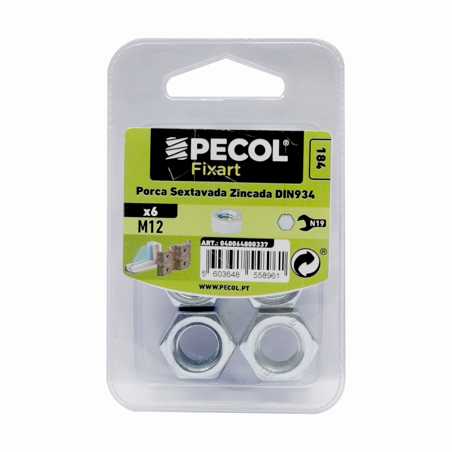 Porca Sextavada Aço Zincado M12