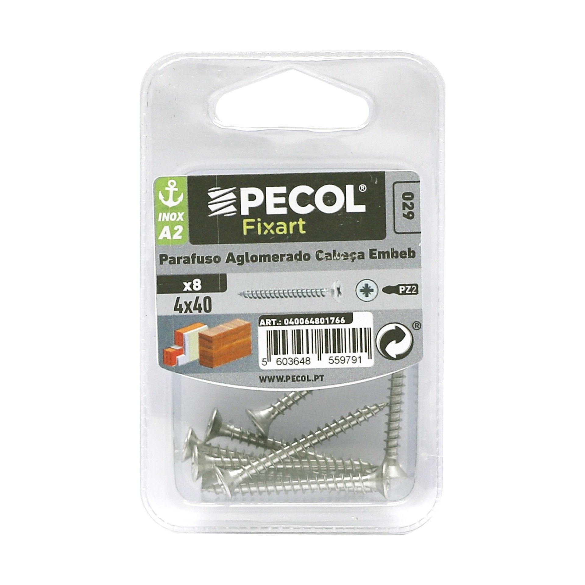 Parafuso Aglomerado Cabeça Embeber Pz 4x40