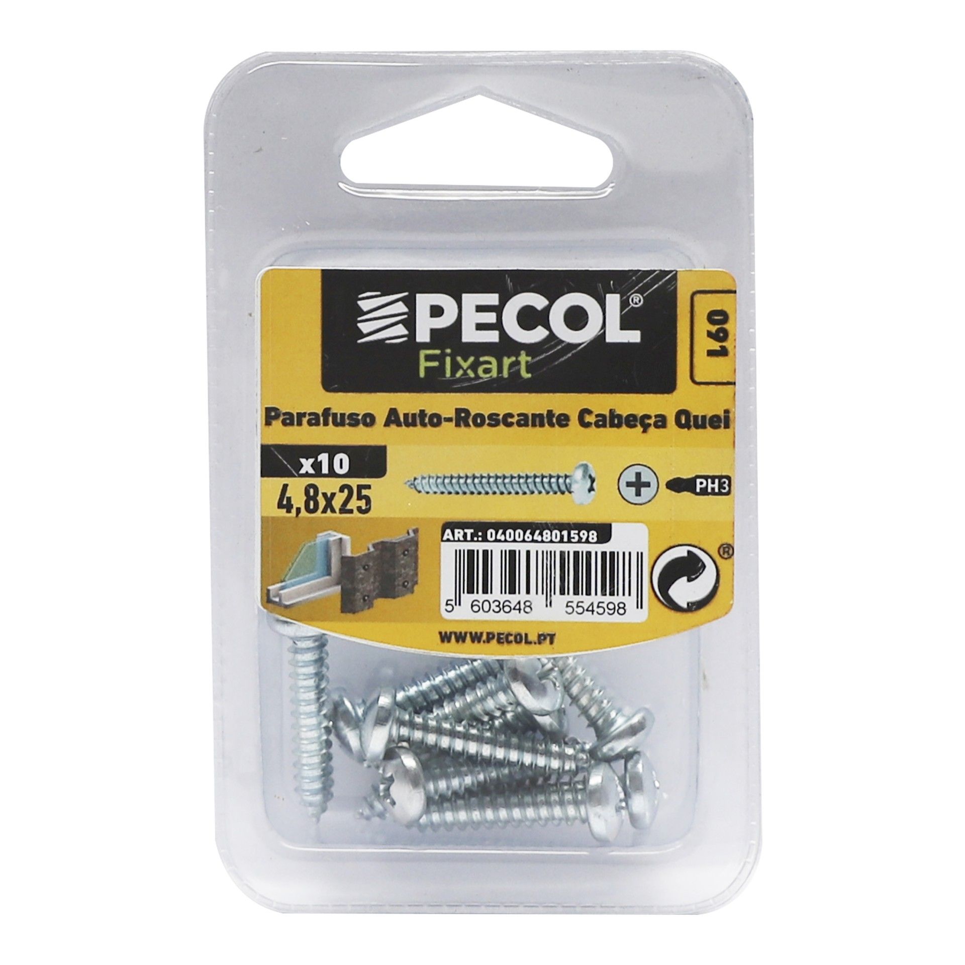 Parafuso Auto Roscante Cabeça Queijo 4,8x25