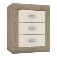 Mesa Cabeceira Viena 3 gavetas Branco/ Carvalho Mesa Cabeceira Viena 3 gavetas Branco/ Carvalho