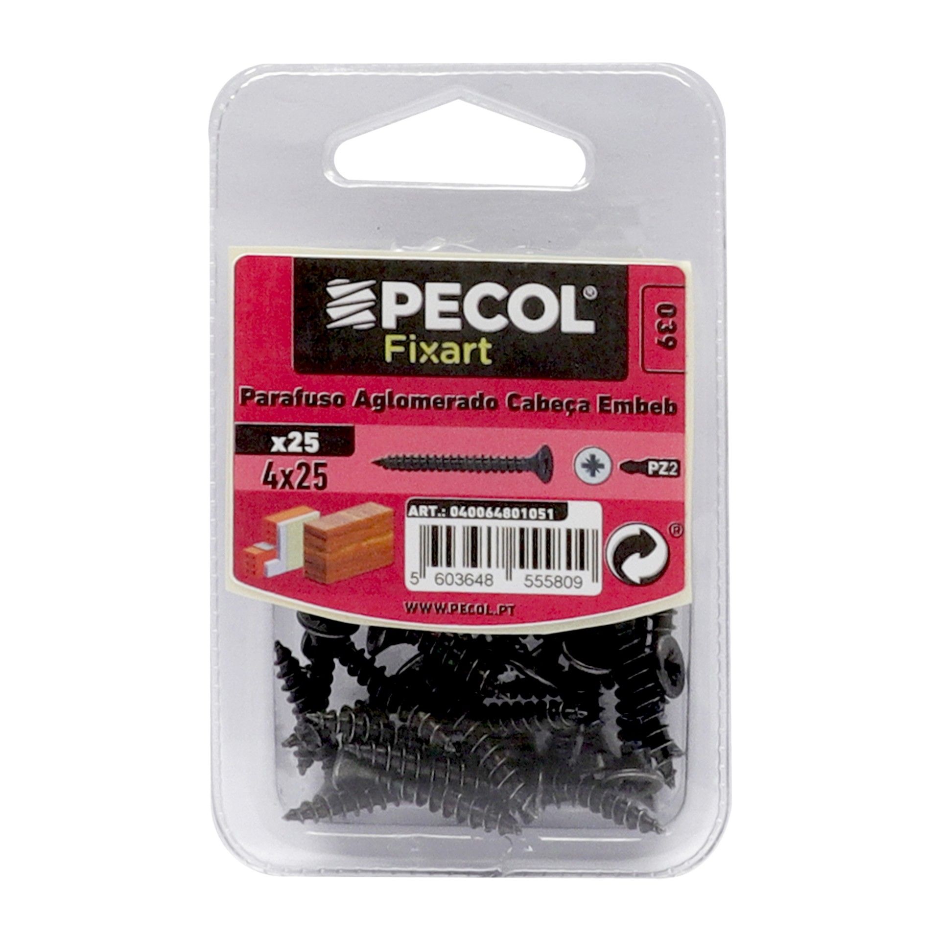 Parafuso Aglomerado Cabeça Embeber Pz 4x25