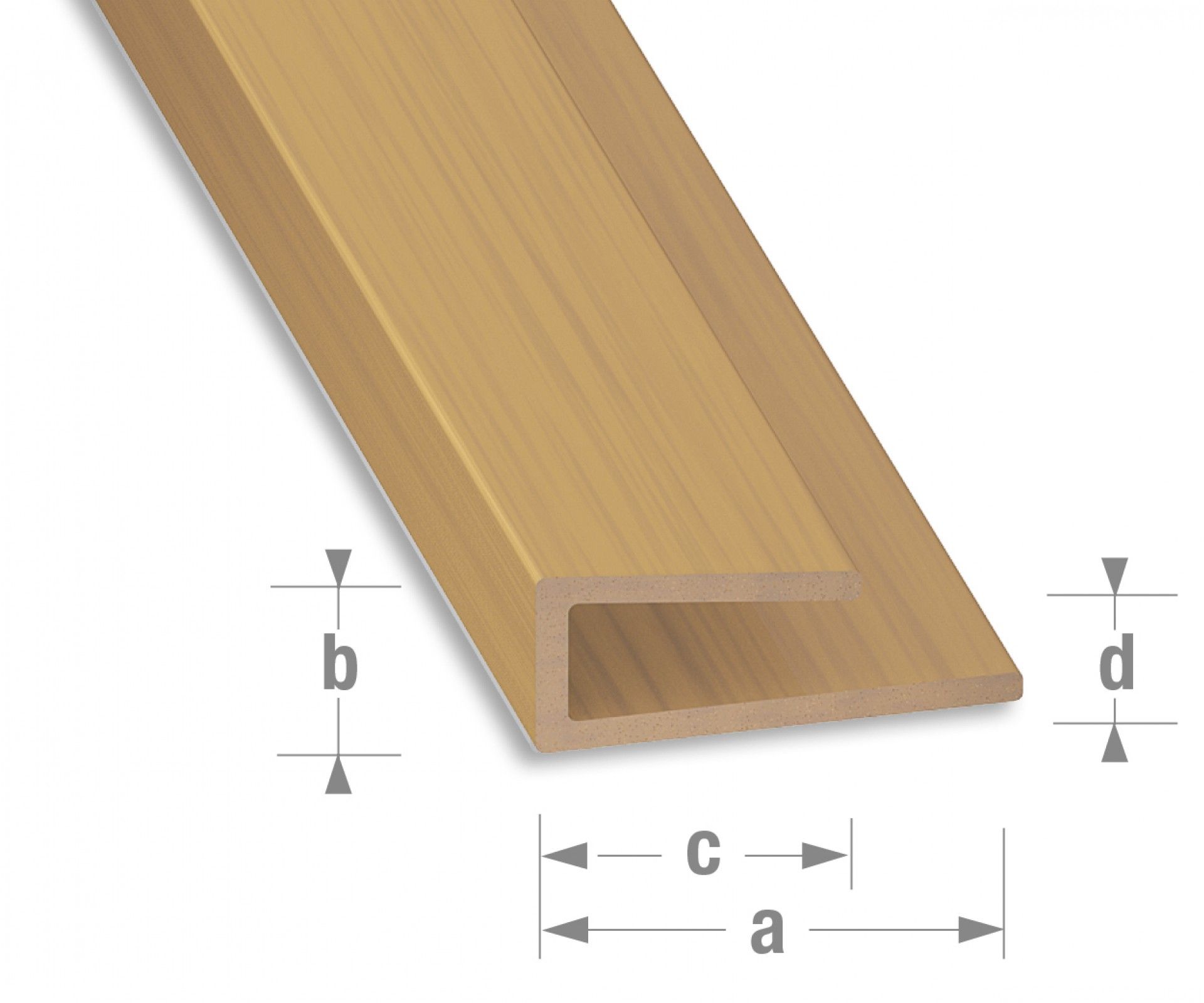 Perfil U PVC Carvalho 14x6x10mm - 1m
