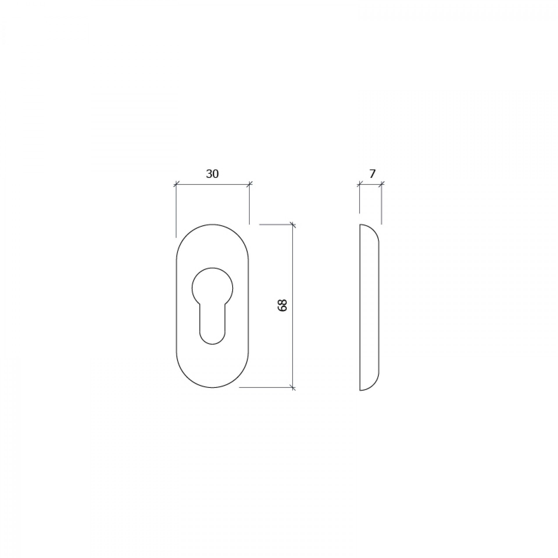 Escudete Oval Perfil Alumínio Lacado Branco BL2