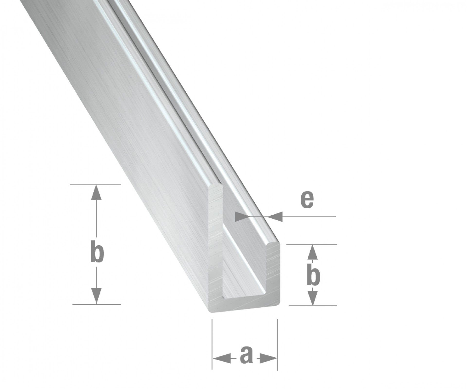 Perfil U Desigual Alumínio Bruto 10x20x10mm-1m