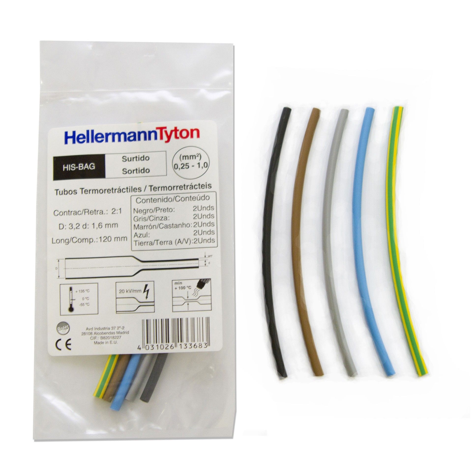 Tubo Termo Retrátil 32di 3,2mm Sortido 10 unidades