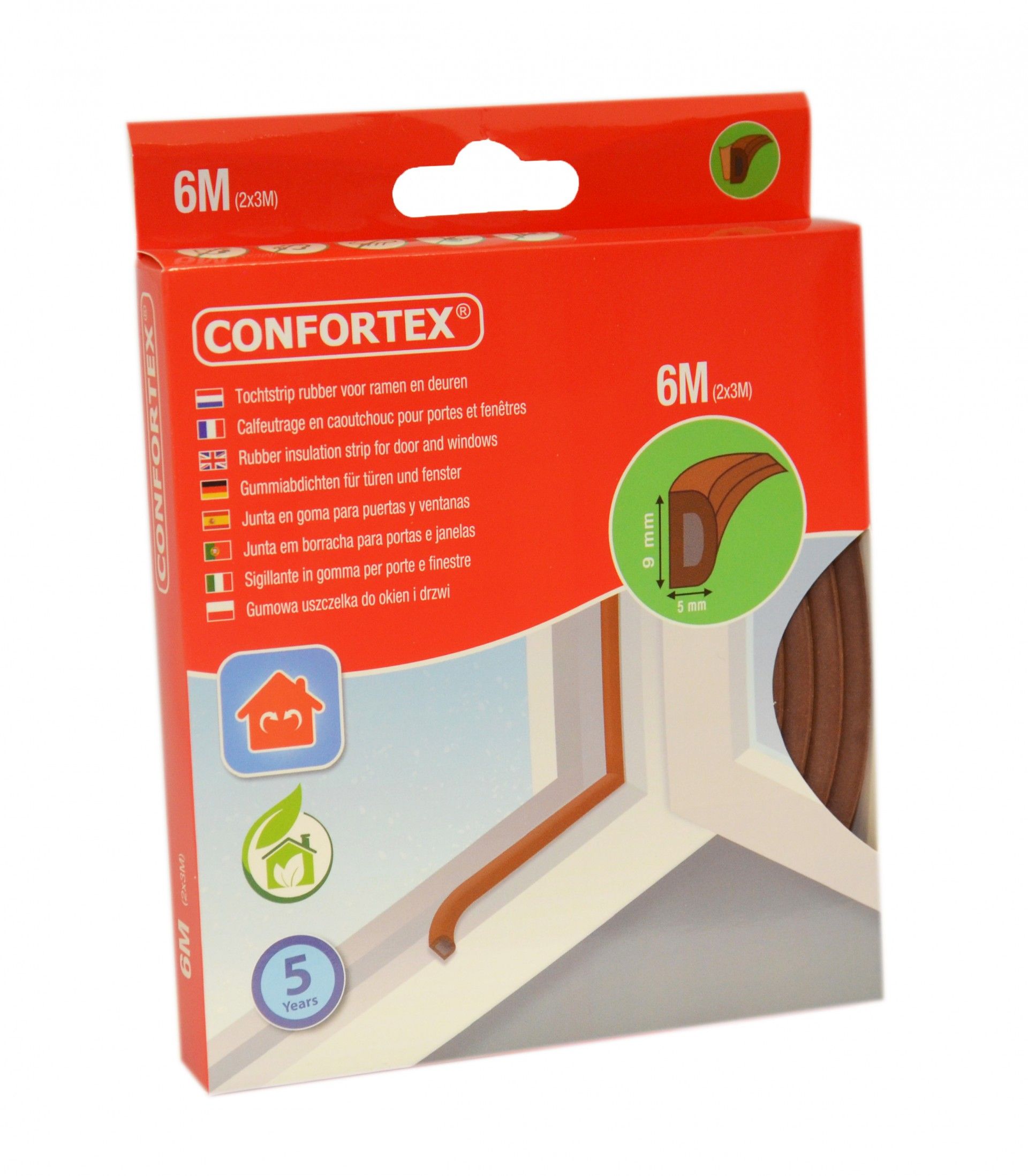 Perfil D Borracha Adesiva 6m Castanho