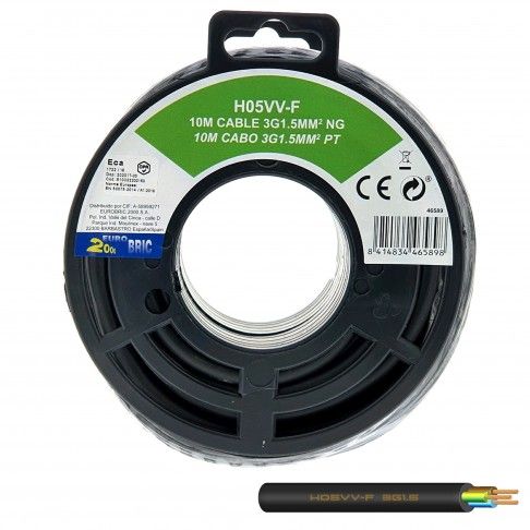 Cabo Ho5 Vv-F 3g1.5mm² Preto 10m Cabo Ho5 Vv-F 3g1.5mm² Preto 10m