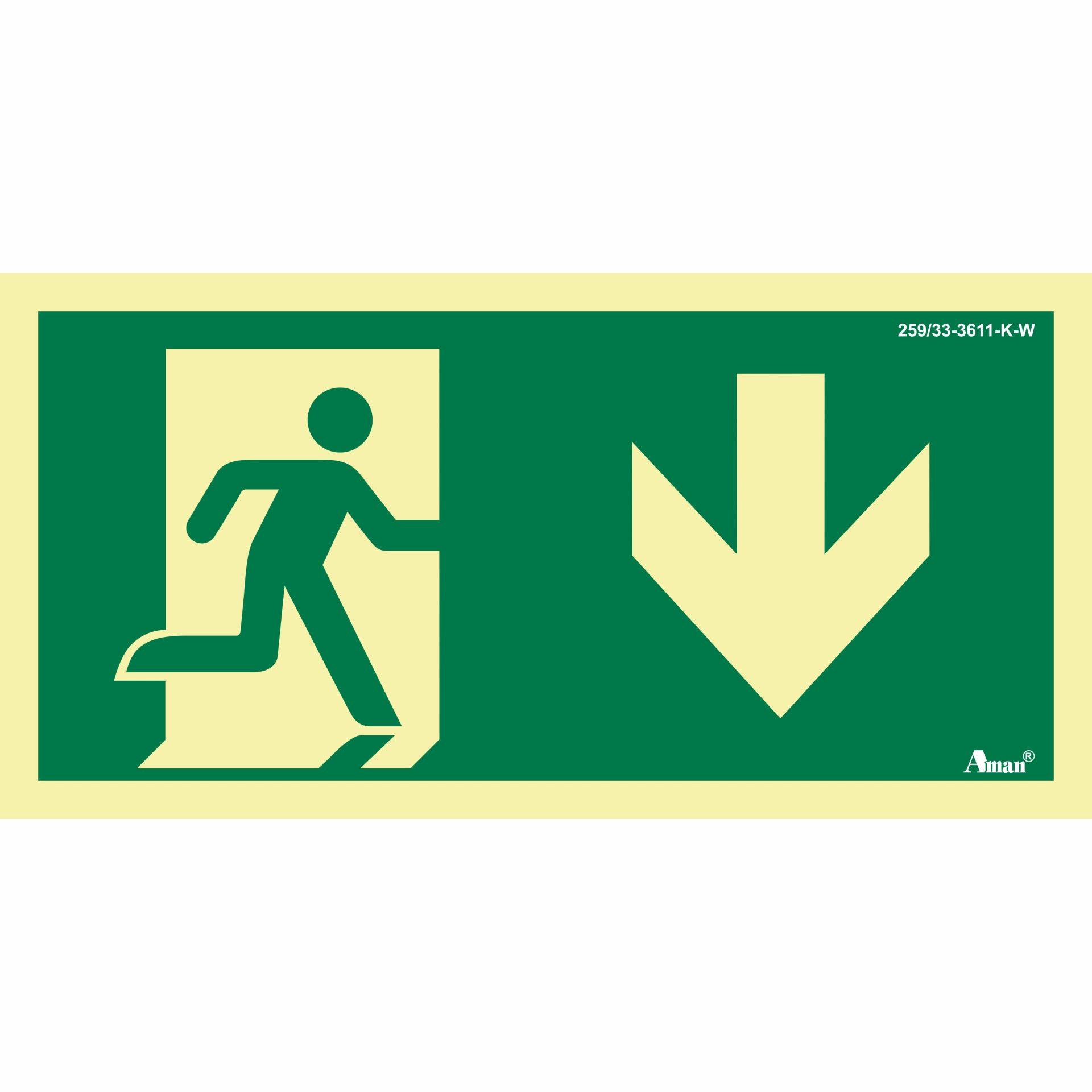 Sinalética Fotoluminescente Porta seta baixo