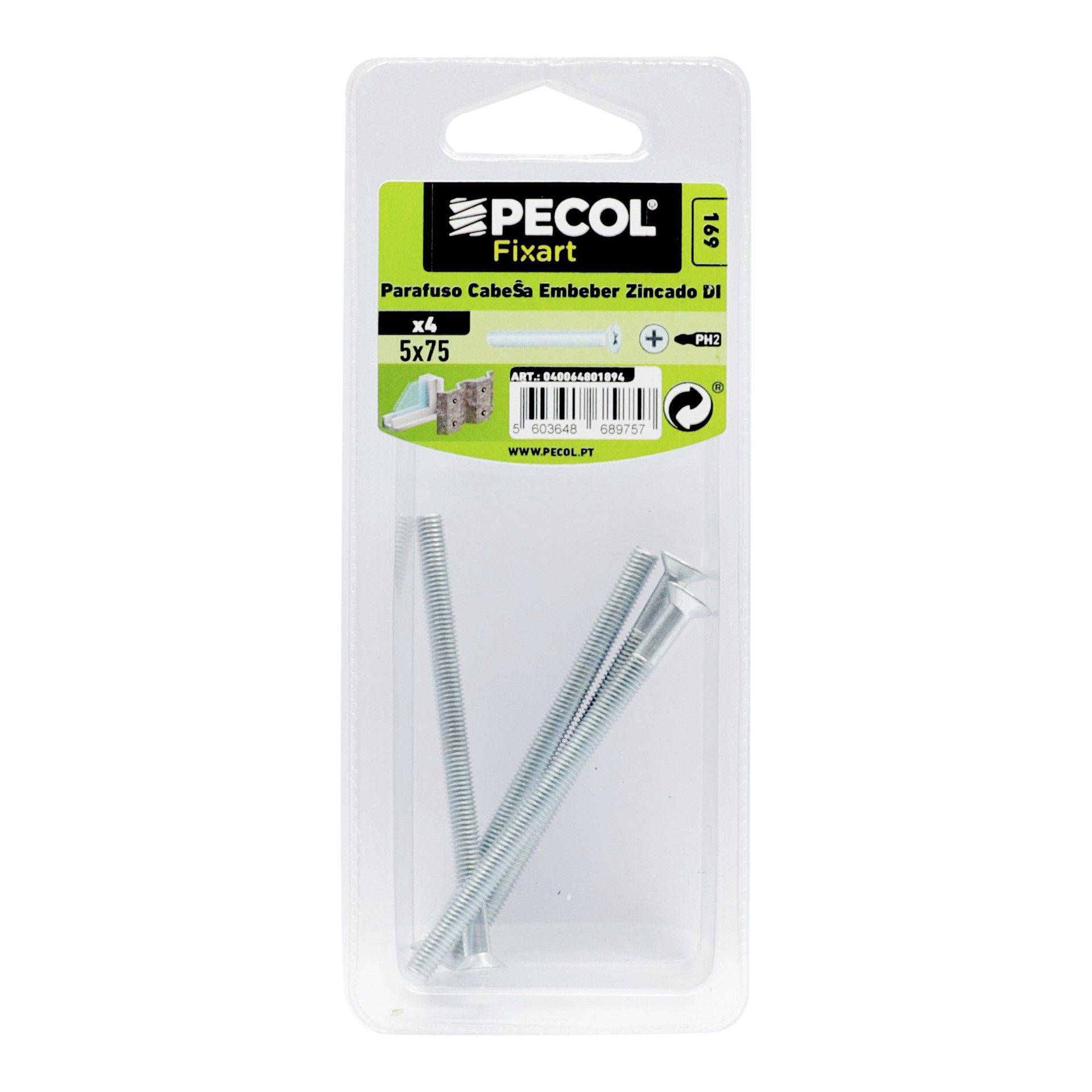 Parafuso Cabeça Embeber Zincado M5x75