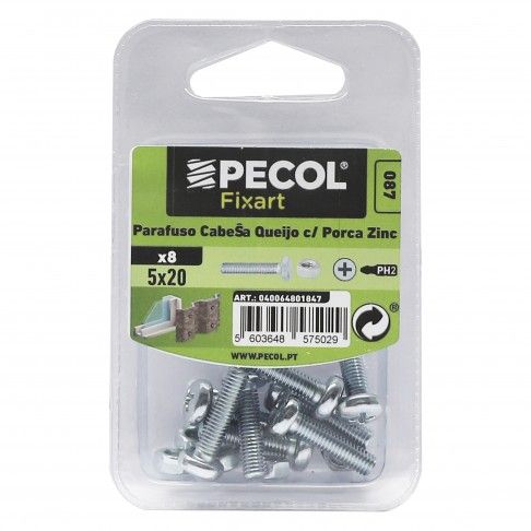 Parafuso Cabe�a Queijo com Porca Zincada M5x20