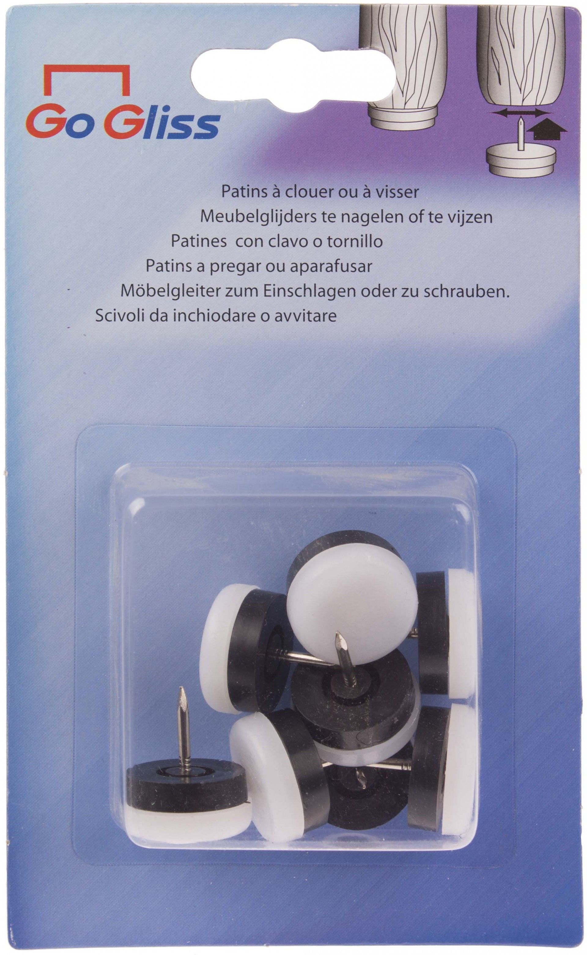 Patins Pregar Plástico D22mm 8 unidades