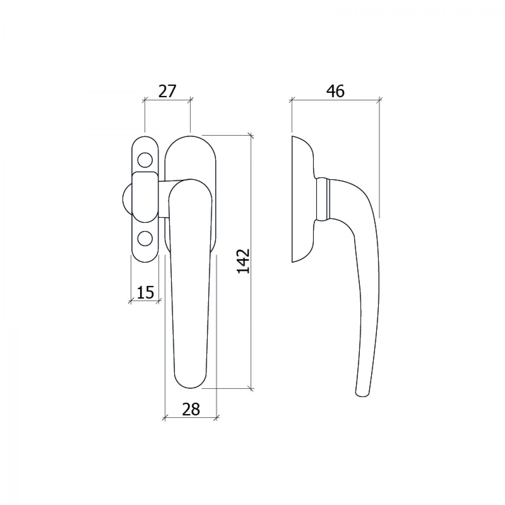 Trinqueta P/Perfil Alumínio Dto Lacado Preto BL1