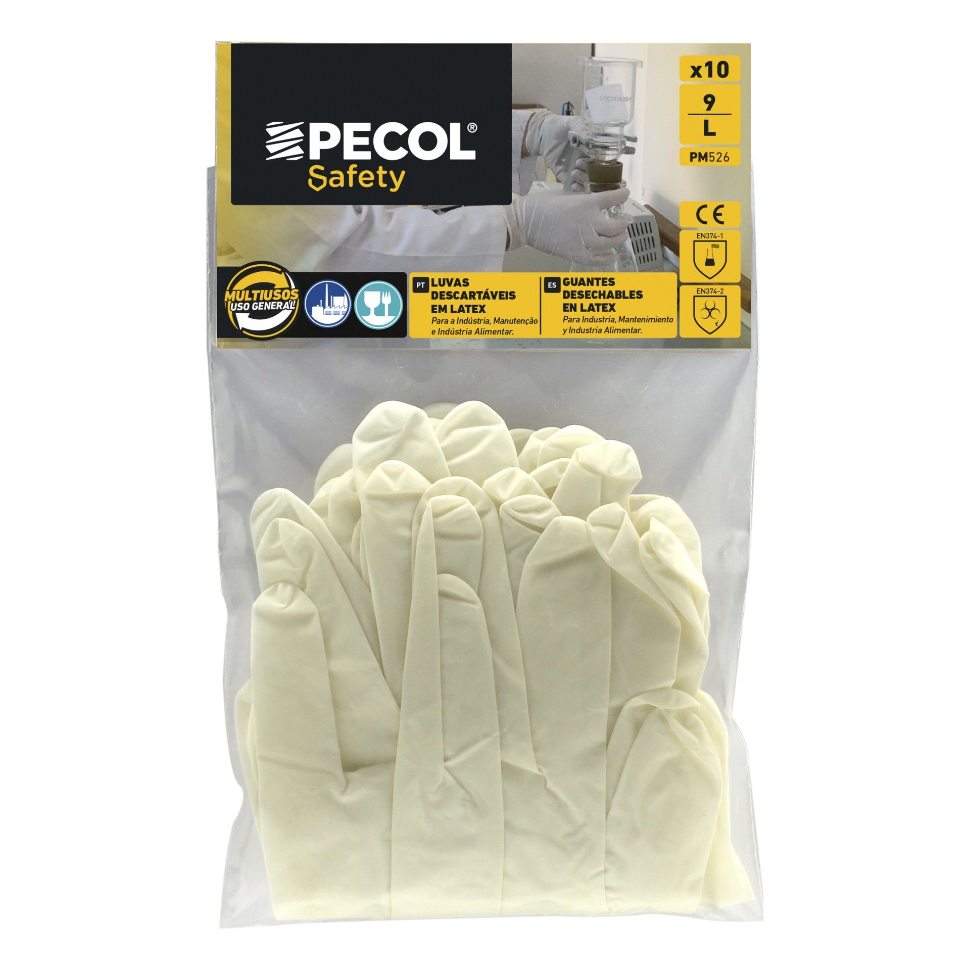 Luvas Descartáveis Latex com Pó Tam.L 10 unidades