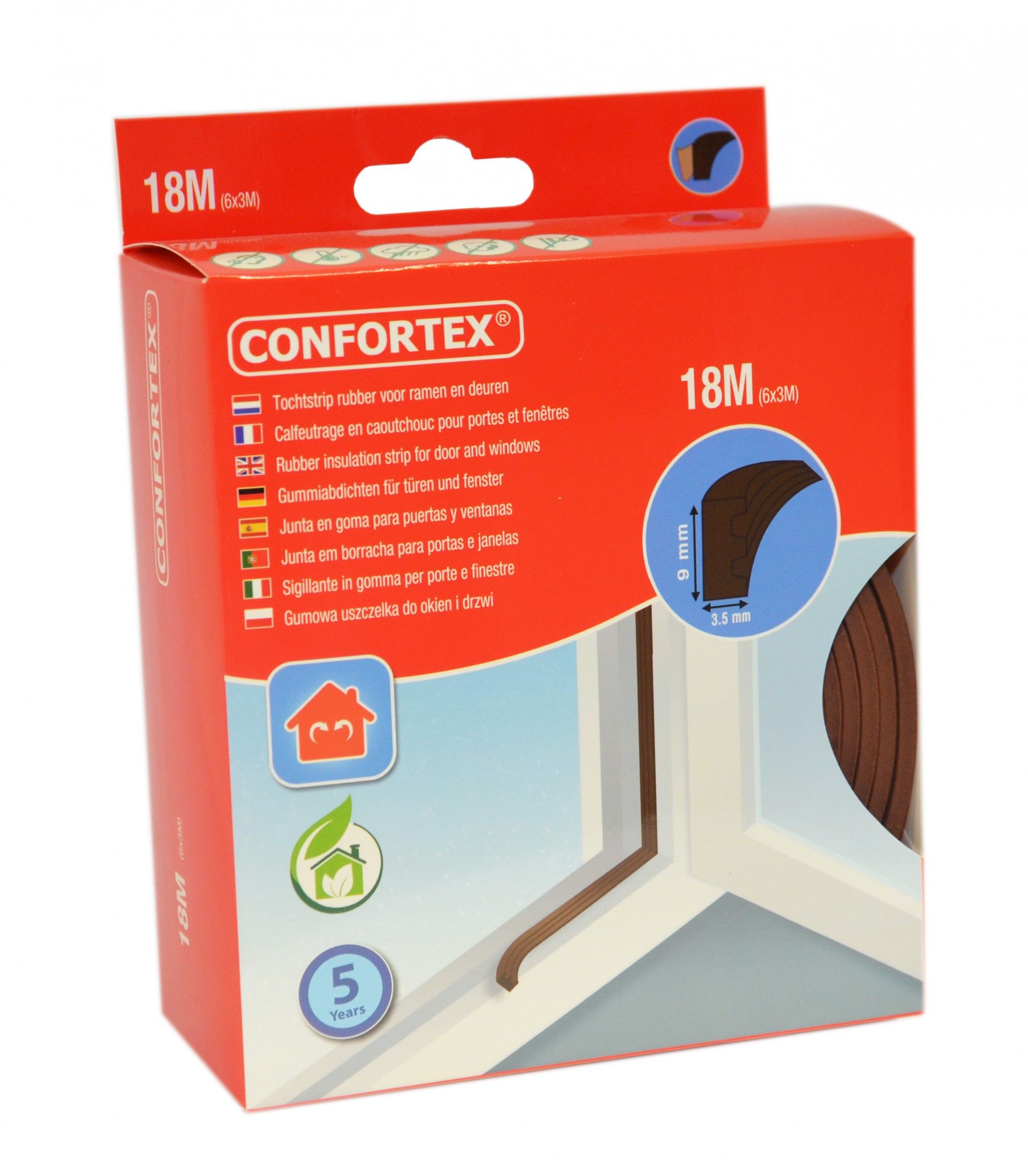 Perfil e Borracha Adesiva 18m Castanho