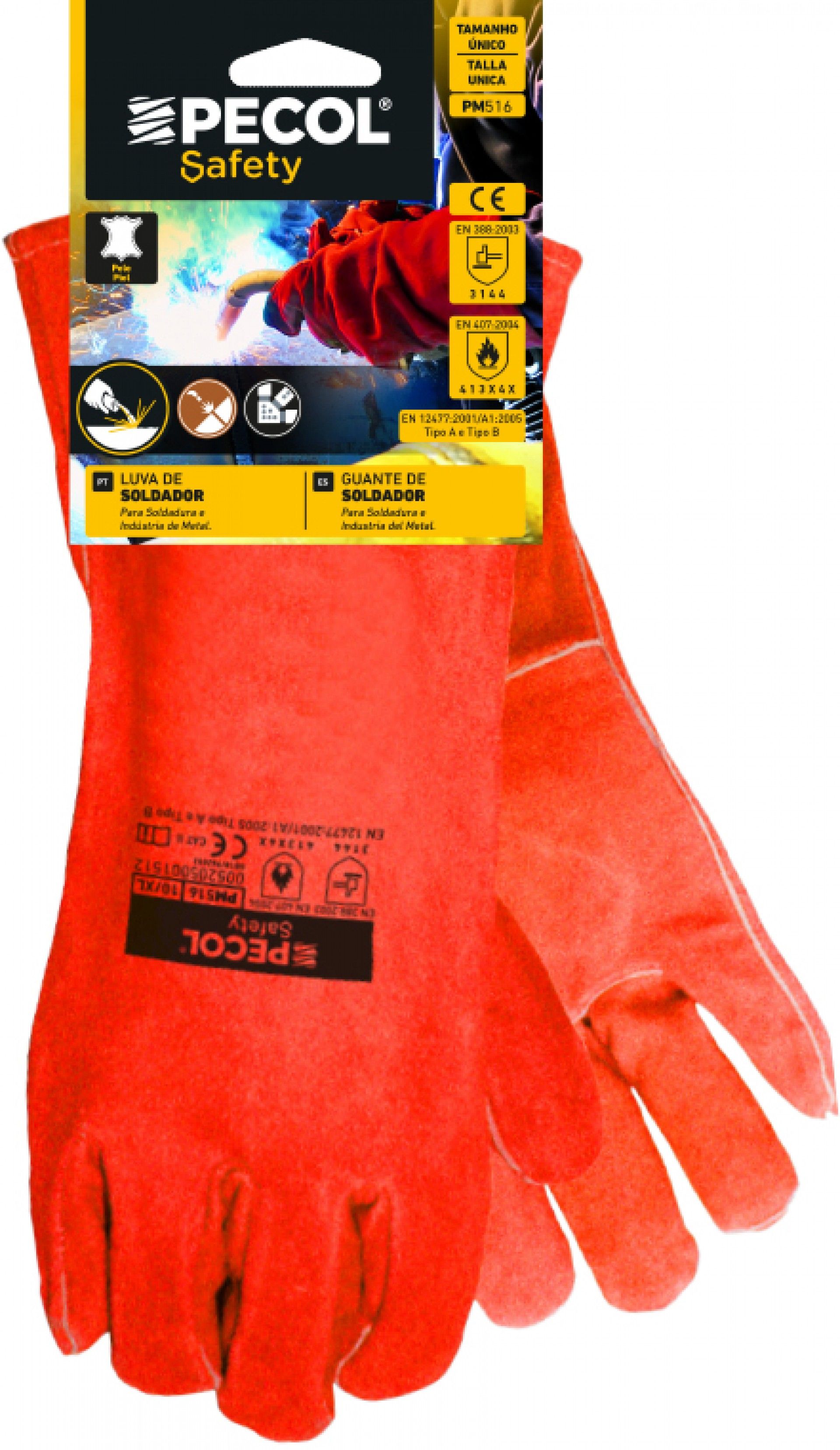 Luva Soldador Pe Ol Forrada Vermelho