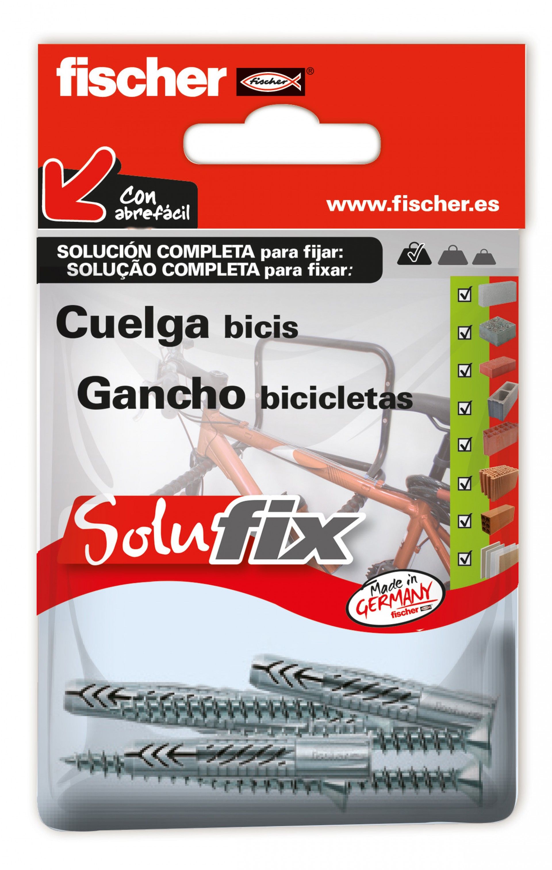 Kit Fixação Gancho Bicicletas SOLUFIX