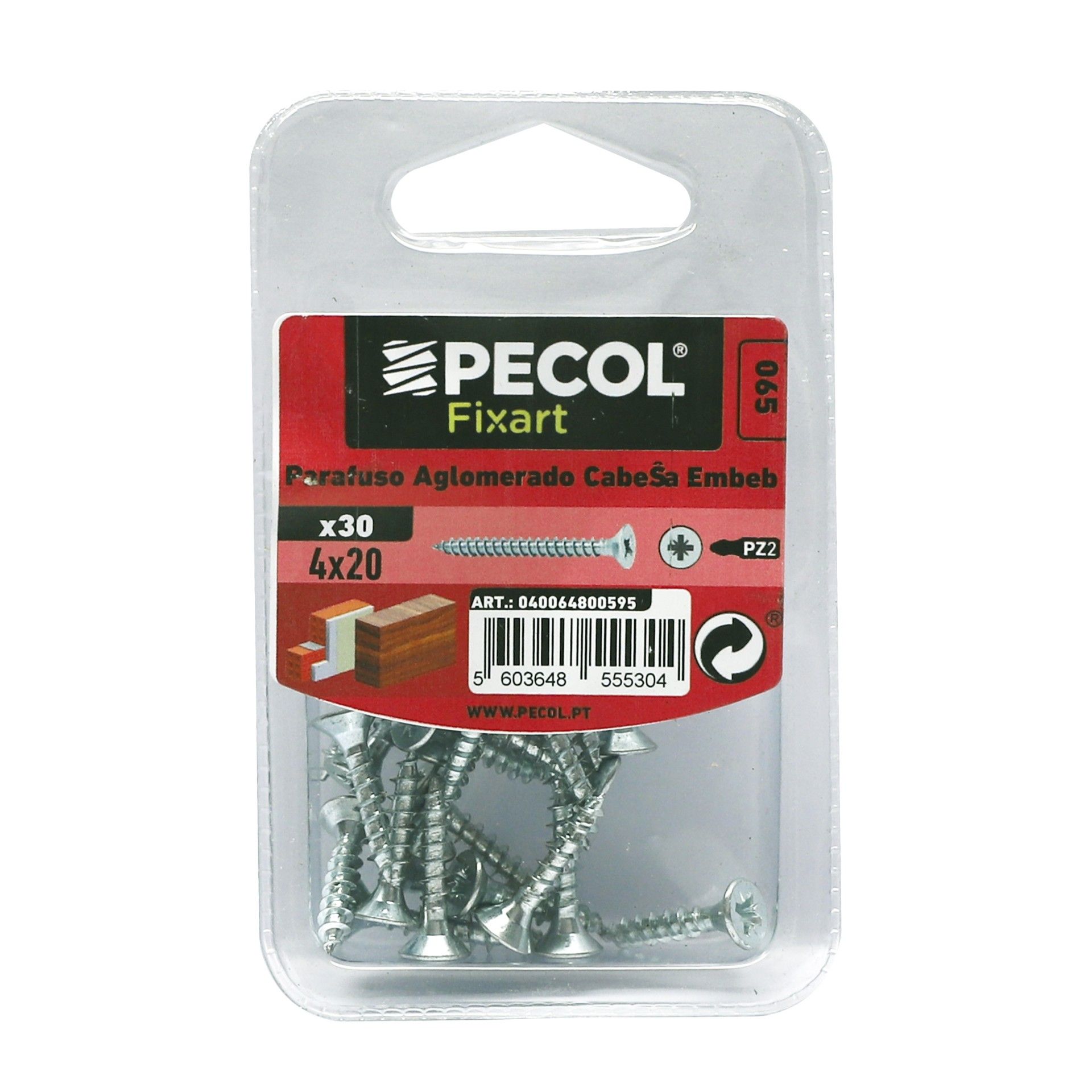 Parafuso Aglomerado Cabeça Embeber Pz 4x20