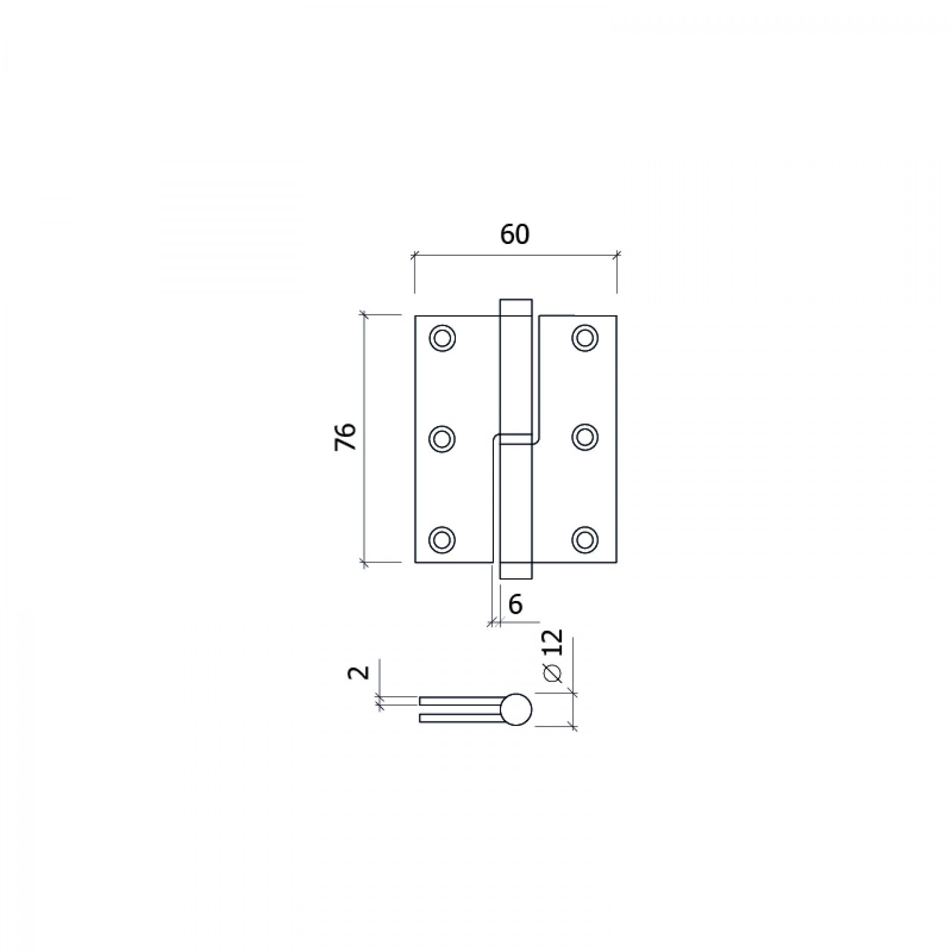 Dobradiça Bal. Direita 3 Inox 3 unidades