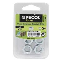 Porca Sextavada M10 Aço Zincado Blister 6 Porca Sextavada M10 Aço Zincado Blister 6