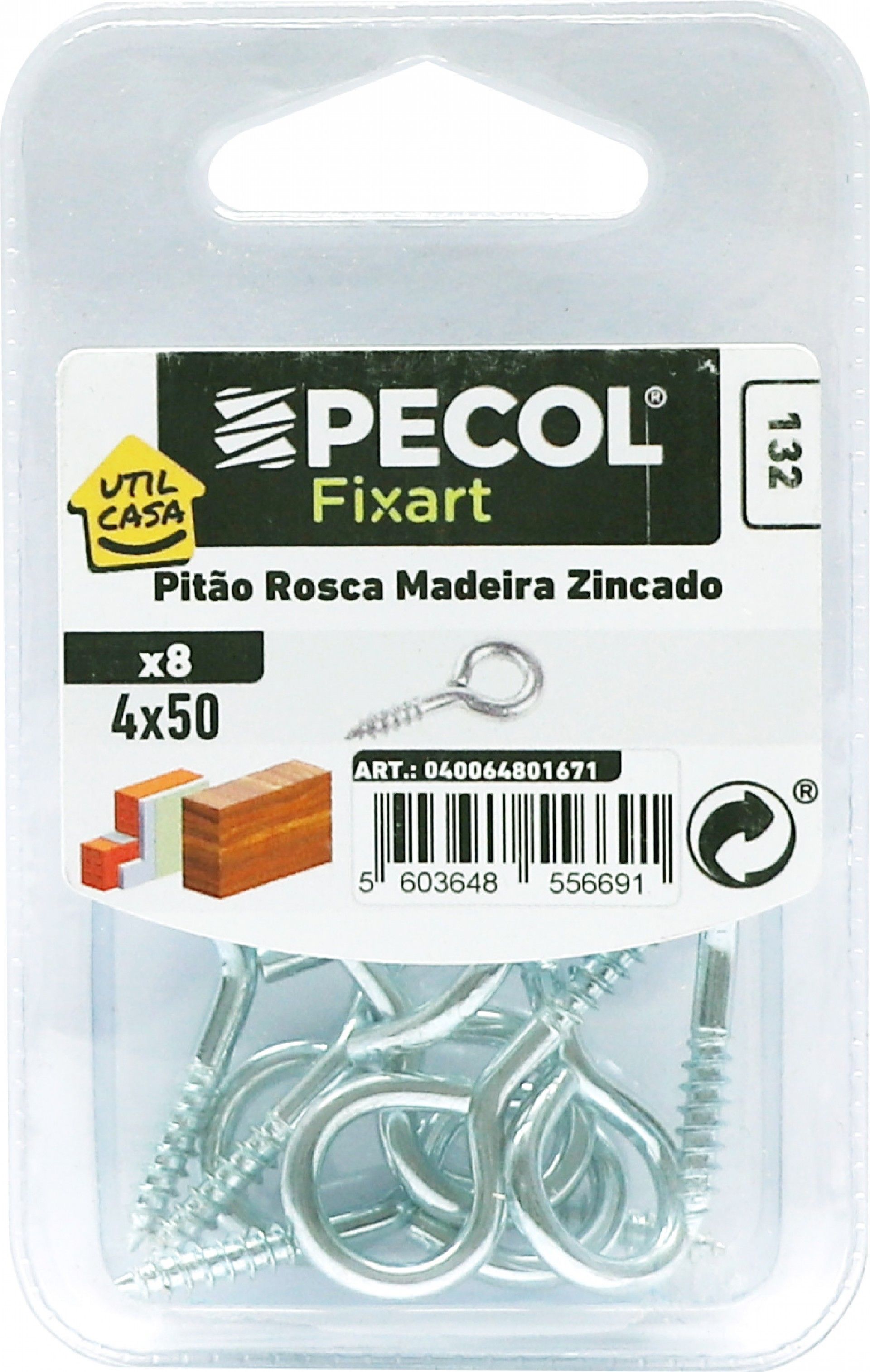 Pitão Rosca Madeira Zincada 4x50