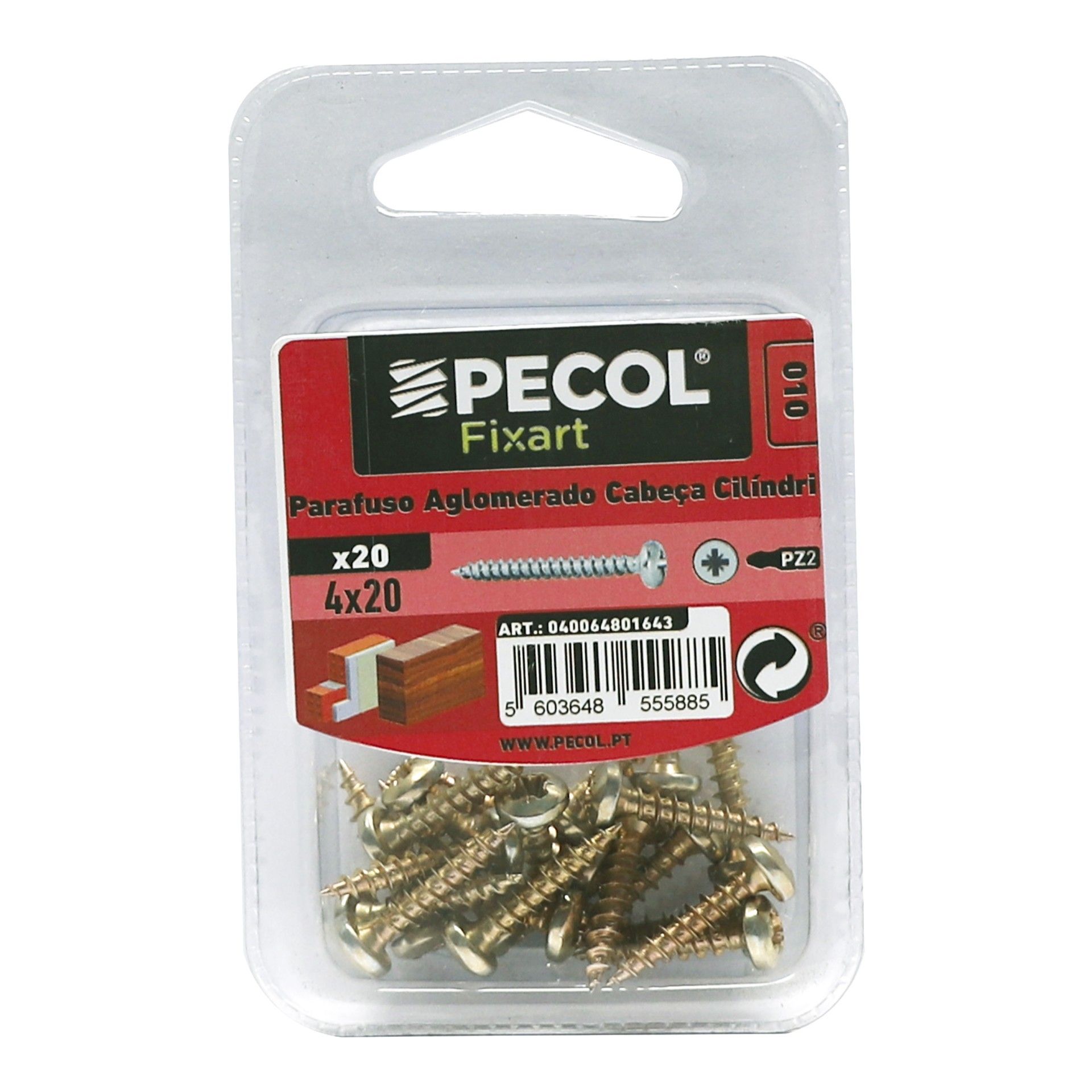 Parafuso Aglomerado Cabeça Embeber Pz 4x20