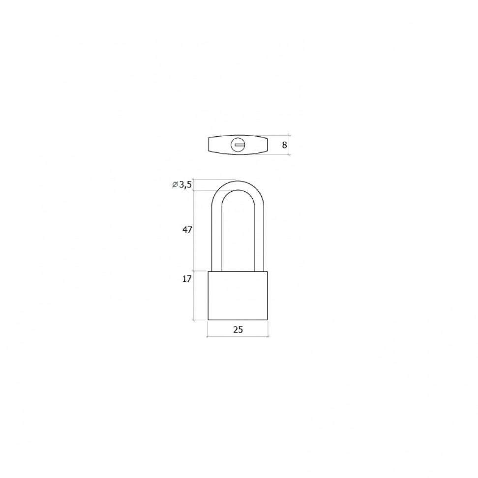 Cadeado Lat�o 25mm 3 Chaves Arco Longo