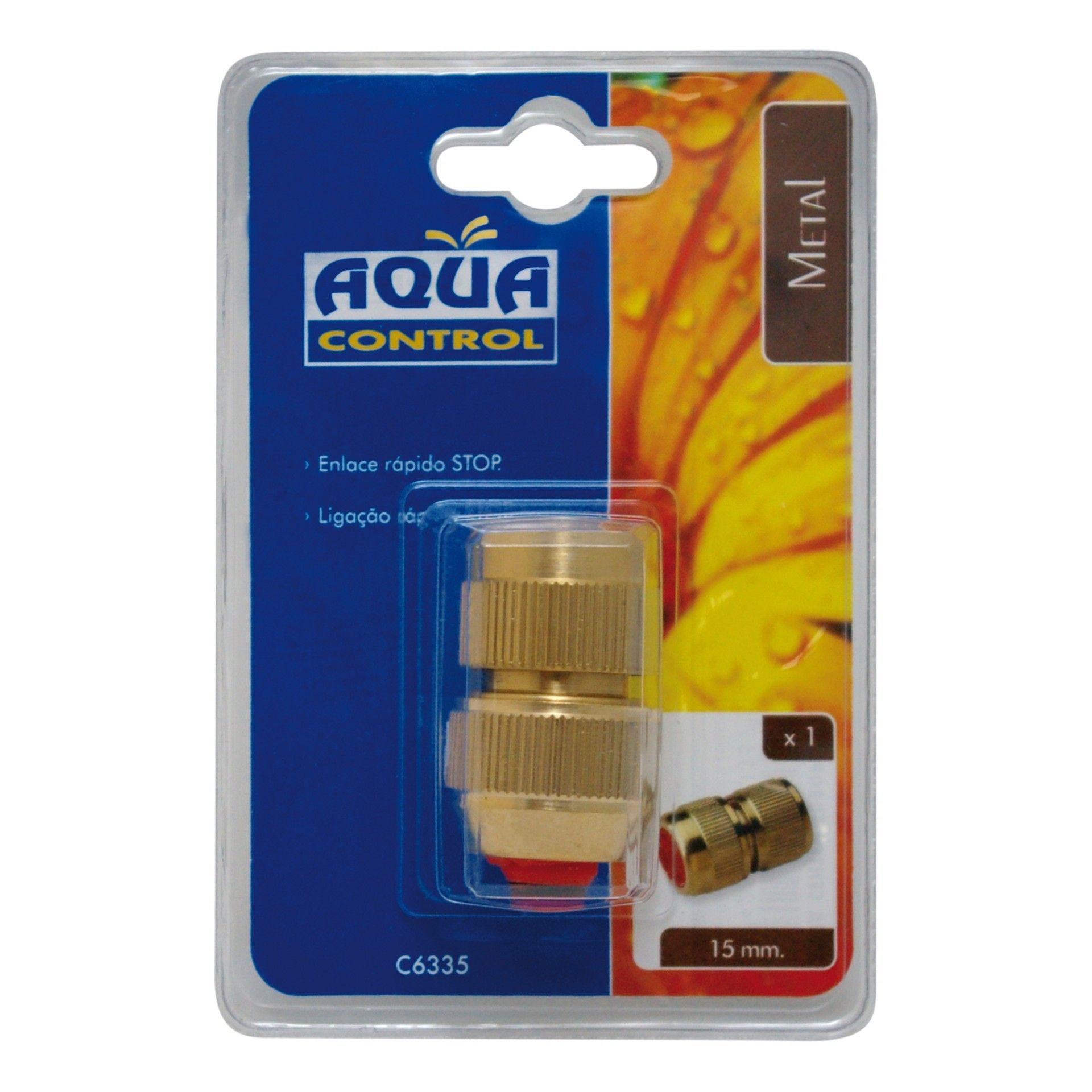 Ligação Mangueira c/Stop 15mm metal